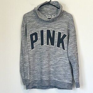 Victoria's Secret PINK Gray Logo Cowl Neck Sweatshirt - Medium